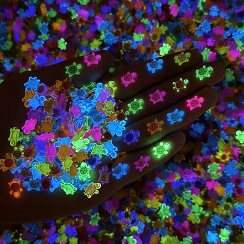 100 mini tortugas de resina luminosas pequeñas tortugas marinas que brillan en la oscuridad, animales marinos para fiesta de cumpleaños, hogar, jardín, bricolaje, decoración de casa de muñecas - imagen 4
