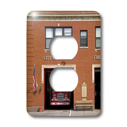 2 Prises de Sortie habillées par la plaque Chicago Fire Station 3dRose
