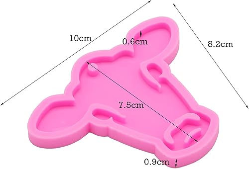 Miniatura 2 de Angel Wings Molde de silicona con forma de cabeza de ganado brillante y brillante, llavero de cara de vaca, molde de arcilla polimérica, collar