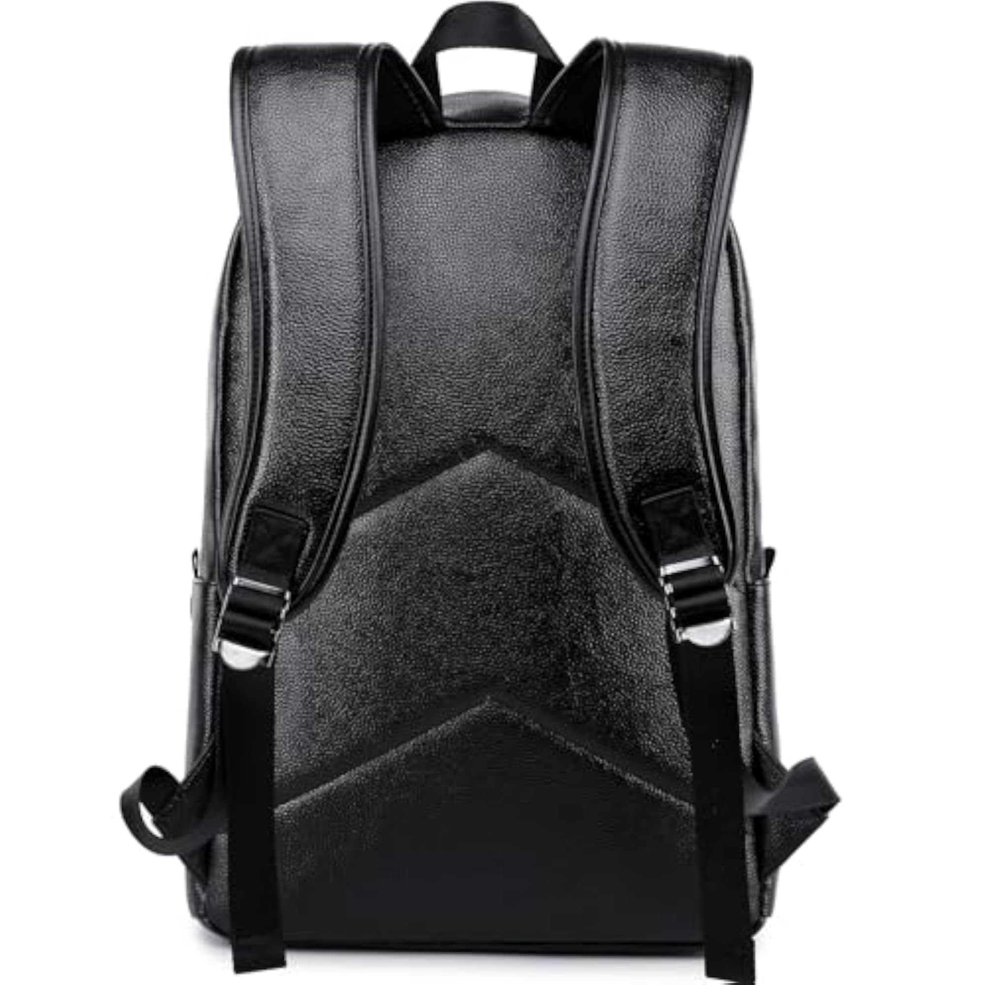 Black Leather Laptop Backpack for Men Women