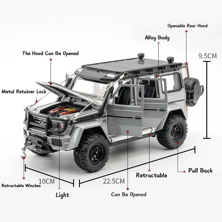 Image of Invite Enterprise 1:24 Brabus G550 4X4 Adventure Alloy Mould With Sound and Light - Pullback Off-Road Toy Metal Decoration Model for Kids (Colors As Per Stock)