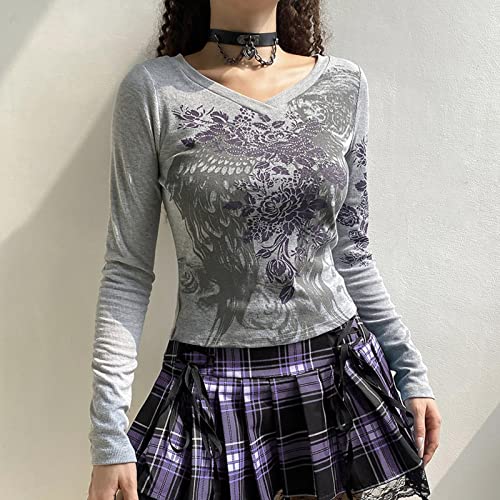 Image of Grunge Clothes for Women Y2K Tops Long Sleeve Fairy Grunge Aesthetic Shirts Teen Girls Vintage Graphic Tees Fall