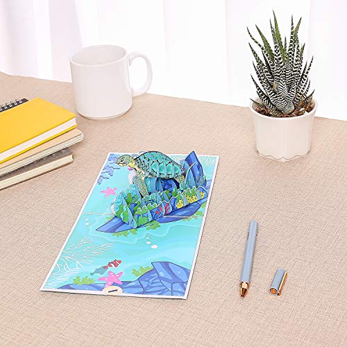 Image of Rykamia Turtle Pop Up Card, Blank Turtle Card With Envelop, Turtle Birthday Card, Get Better Soon Card, Sea Turtle Gifts For Women, Men, Card For Granddaughter, Grandson, Thank You Card Turtle