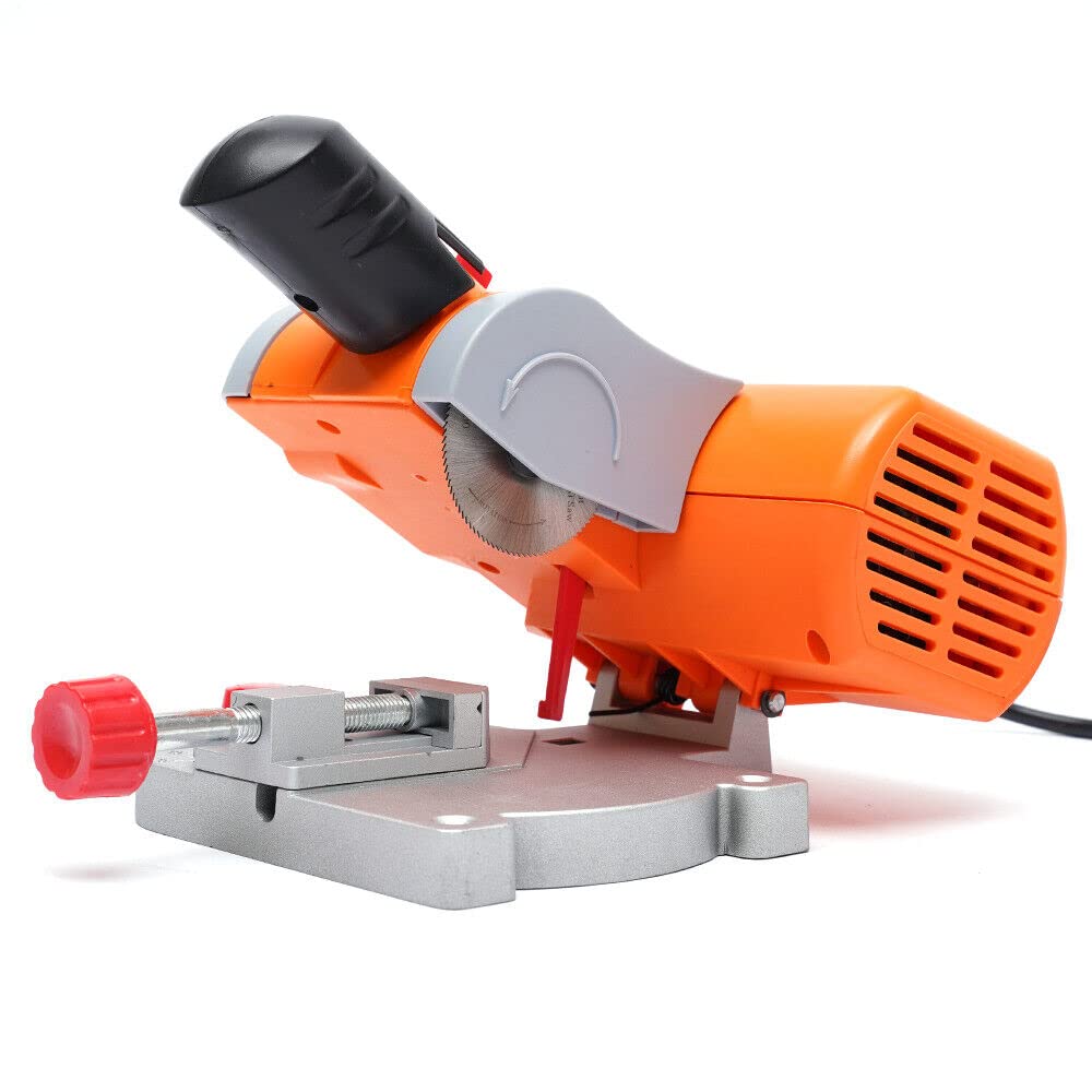 Mini sierra de corte transversal, sierra para ingletar, 7800 rpm, sierra de corte de mesa, acero, madera de latón, 0-45 grados ajustable para madera, zinc, aluminio, etc.