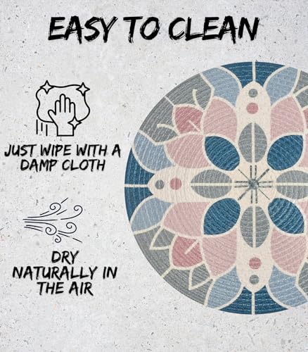 Image of LaVichitra Cotton Table Placemat | Dining Table Mat | Bed Side Table Mat | Cotton Round Shape Placemats | Washable PlaceMat for Shelves & Plant Pots - Pack of 1, Bohemian