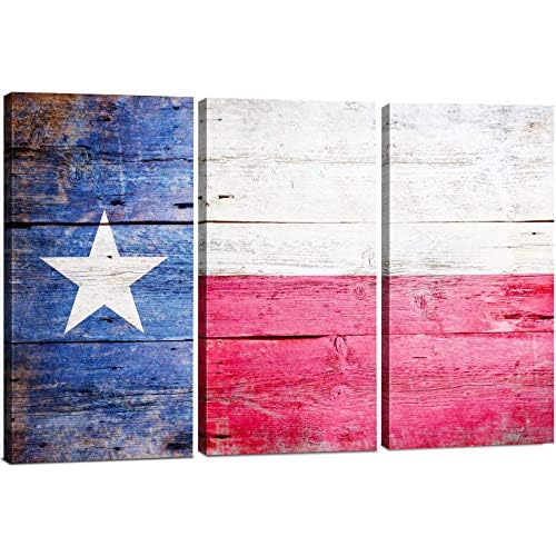 Texas Wall Art Decor - Texas Flag Wall Canvas 24x36 - Texas Wall Decor Star Texas Art Picture - Rustic Wooden Themed Texas Decor Artwork for Living Room, Bedroom, Office, Texas Home Decor & Texas Gift