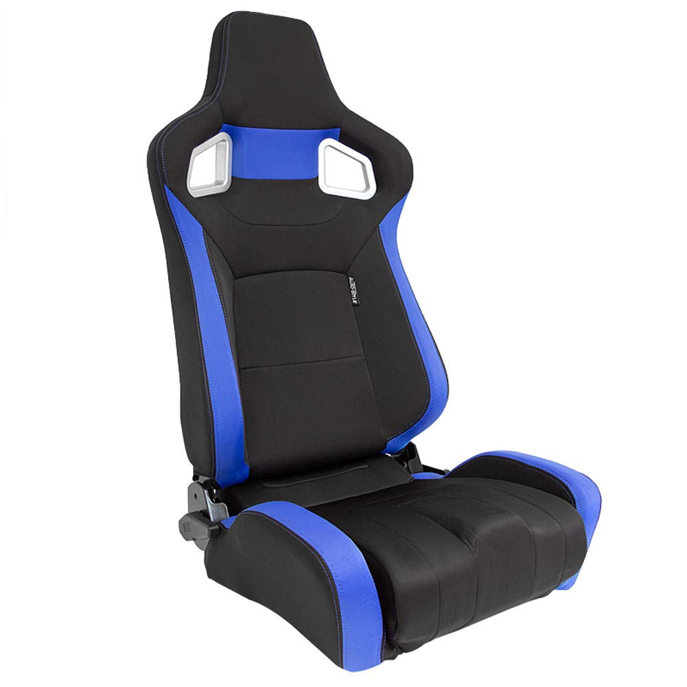 Sedile Sportivo 'RS6-II' - Tessuto Nero/Blu - reclinabile doppia regolazione - incl. Slitte