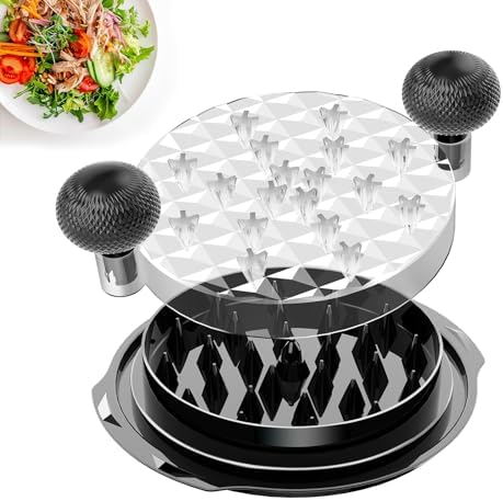 Chicken Shredder Tool Twist, Meat Shredder with Brush, Large Visible Chicken Breast Grinder, Strong Anti-Slip Strip, Ergonomic Handle, BPA Free (Black)