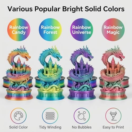 Image of Silk PLA 3D Printer Filament Bundle 1.75mm Filajoy3D Multicolor 3D Printing Filament 250g*4 Dimensional Accuracy + /- 0.02mm for Most FDM 3D Printers