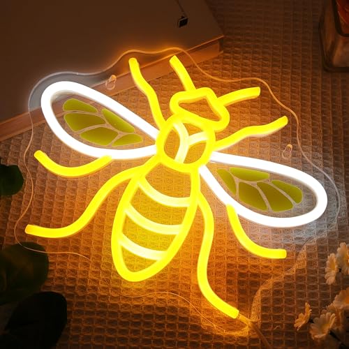Image of Attivolife Bumble Bee Neon Sign for Wall Decor, Light up LED Animal Neon Lamp with Dim USB Powered, Home Bedroom Classroom Party Stuff, Birthday Xmas Gifts for Kid Girl Boy Beekeeper