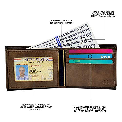 DOCKERS Men's Bifold Leather Wallet-Thin Slimfold Extra Capacity4