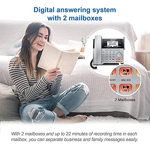AT&T TL86103 2-Line Corded/Cordless Phone System for Small Business with Answering Machine, Connect-to-Cell Bluetooth, Caller ID, Intercom, Long Range & Expandable to 12 Handsets (Silver/Black) - image 6