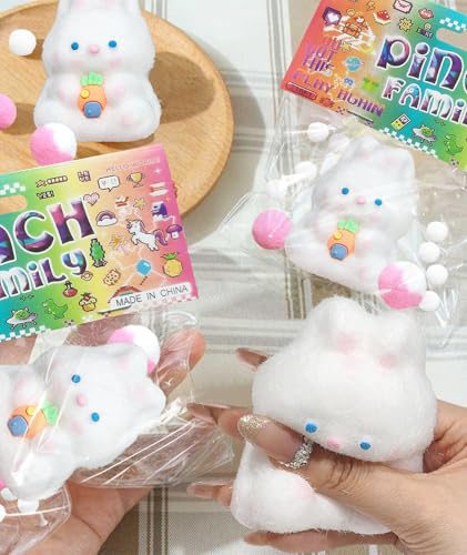 Image of Taba Squishy, Squishy Toys, Quishy Ball Cat Paw Squishy Cat Paw Funny Novelty Cute Animals Fidget Toy for Girls Boys Birthday Party Gifts Relaxation for Kids Teenage (2Pcs Rabbit)