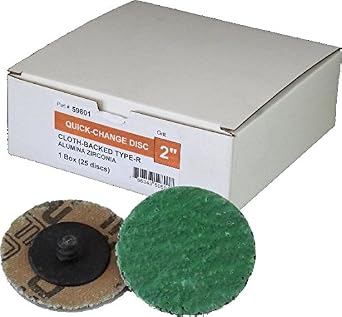 Sungold Abrasives 59801 AZ Cloth Discs 24 Grit 2" Roll-On Grinding Quick Change Discs - Type R - Green Zirconia - 25/Box ...