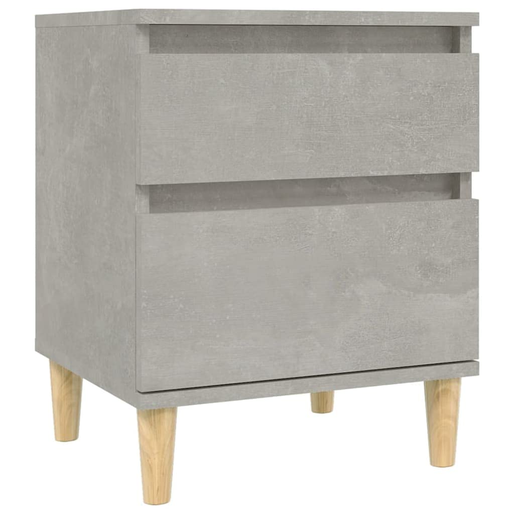 Table de chevet en bois d'ingénierie gris béton et pieds en eucalyptus massif