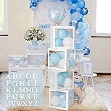💝Einfach zu montieren: Die Baby-Party-Ballonbox-Block-Zubehör sind vorgefaltet, einfach aufzubauen, wie unsere Bildanleitung zeigt, dann fügen Sie Buchstaben auf die Box mit Klebstoff ein.
