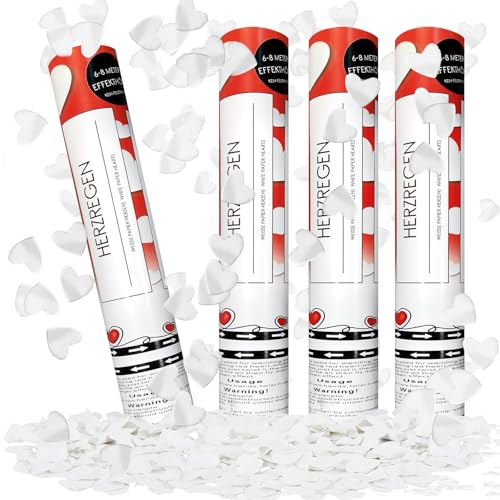 FePen Konfettikanone*4, Biologisch Abbaubar, Party Popper XXL für Innen und Draußen - Hochzeit...