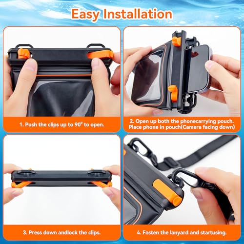 IPX8 Waterproof Phone Pouch Floating Case - Detachable Lanyard Phone Case Dry Bag Kayak/Beach/Cruise Travel Essentials, for iPhone 17 16 15 Pro Max, Samsung S25 Ultra S24-7( Black) by LandForce - Used condition - Image 7