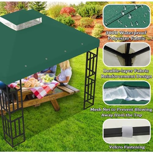 Double Tiered Replacement Canopy Top for Outdoor Gazebo, Water-Resistant Polyester Roof with Air Vent, Perfect for Yard, Patio, and Garden Use - Image 3