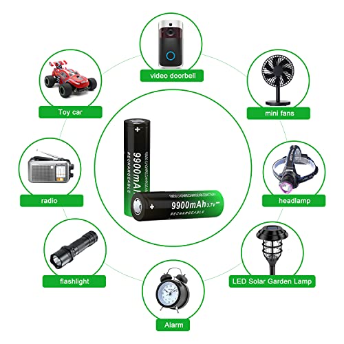 CBJJ 18650 9900mah Rechargeable Ni-MH Batteries 8 Pack, Flat Top 18x65mm, Perfect for Flashlights, Headlamps, Toys, Remote Controls, Bluetooth Devices & Home Lighting