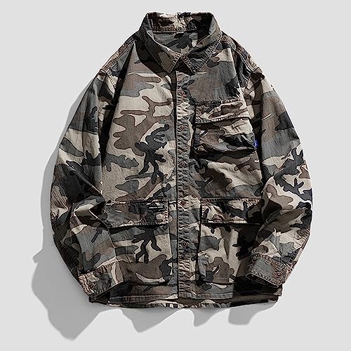 Camouflage Shirts for Men Casual Camo Shirt Long Sleeve Cotton Button-Down Shirts for Hunting4