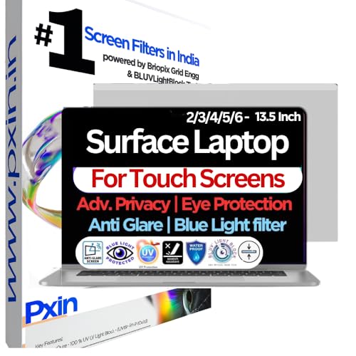 Image of PxIn Surface Laptop 2 /3 /4 /5 /6-13.5 Inch Touch Privacy Screen Protector | Adv. Stealthview | Laptop Ultra Privacy | Anti UV | Anti-Glare | Blue Light Block