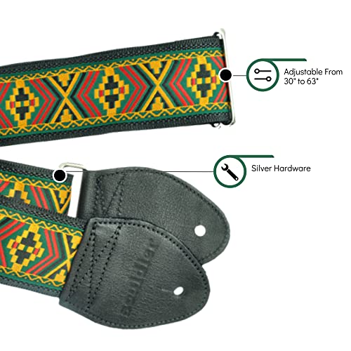 Souldier Gs0987Bk04Bk - Handmade Seatbelt Guitar Strap For Bass, Electric Or Acoustic Guitar, 2 Inches Wide And Adjustable Length From 30" To 63" Made In The Usa, Marley #TOP2