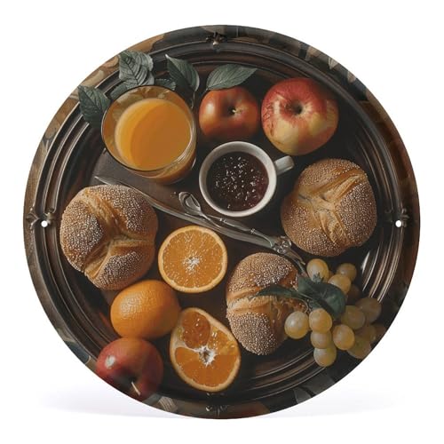 Œuvre d'art murale ronde en métal pour cuisine et salon