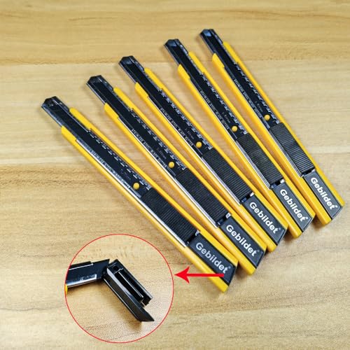 Image of Gebildet 5pcs Right and Left Hand Self-Lock Cutter /9mm Snap Off Blades /60 Blade /Utility Knife /Graphic Knife (Yellow Holder)