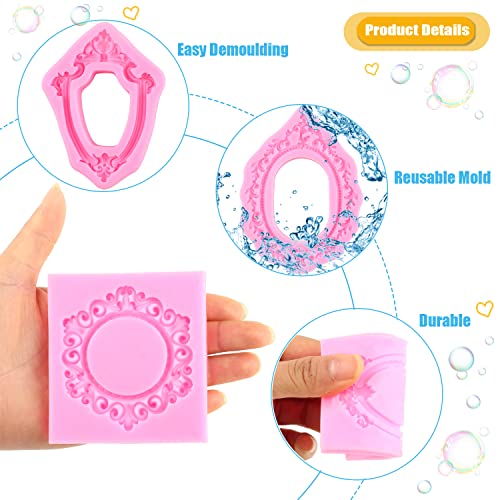 Photo Frame Silicone Mold Picture Frames Fondant Molds For Cake Decoration Cupcake Topper Gum Paste Chocolate Candy Polymer Clay Set Of 4 - Image 3