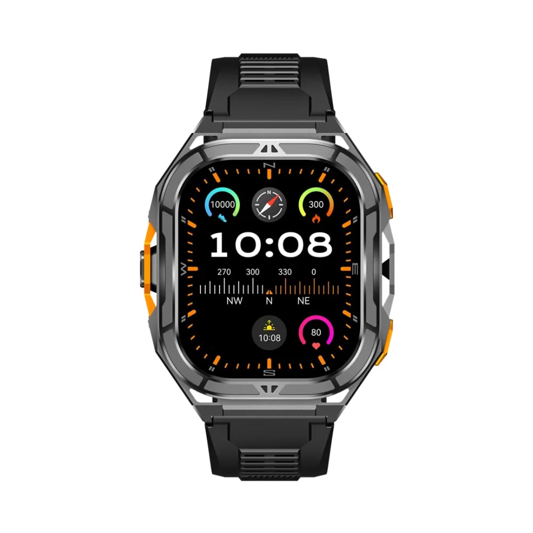 Smart Watch VG46 Pro -1.96 AMOLED Round Display, GPS, BT 5.3 Calling, 5ATM Water Resistant, 100+Sport Modes Compass, Altitude & Barometric Pressure, Heart Rate & SPO+2 Monitor, 530mAh Battery.