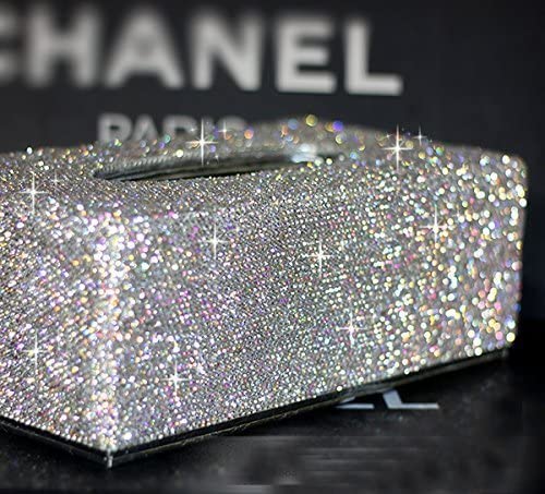 Tishaa Bling Tissue Holder Box – Decorative Cover Dispenser Facial Paper Rectangular Glitter Diamond Crystal Rhinestone Bathroom Vanity Countertop Bedroom Dresser #TOP5