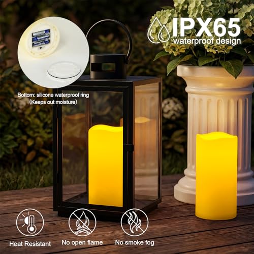 Image of 5plots Large Waterproof Flameless Candles 4 inchx8 inch Ivory LED Pillar Set of 2