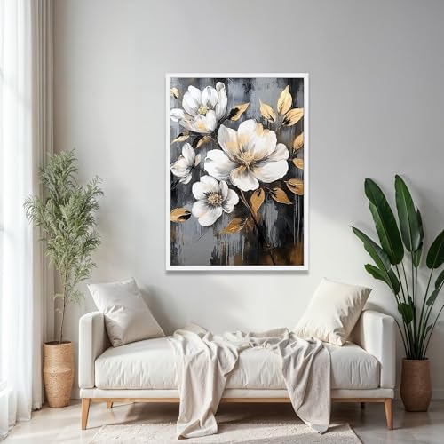Tableau de fleurs de magnolia blanc pour illuminer un mur sombre