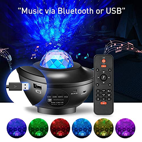 Projetor de Luz Noturna - Projetor Skylight com alto-falante de música Bluetooth, com 21 Modos de Il