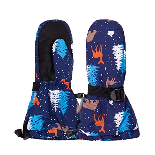 JAN & JUL Waterproof Mittens for Toddler Kids Insulated Stay-On (Woodland, S: 2-4Y)
