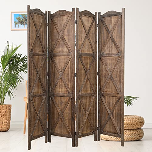 Proman-Products-Rancho-Barn-4-Panel-Room-Divider-FS17192-Folding-Screen-Privacy-Screen-Room-Partition-Paulownia-Wood-Max-Extend-61-W-x-075-D-x-67-H-Rustic-Brown Proman Products Rancho Barn 4 Panel Room Divider FS17192 Folding Screen Privacy Screen Room Partition Paulownia Wood Max Extend 61 W x 075 D x 67 H Rustic Brown