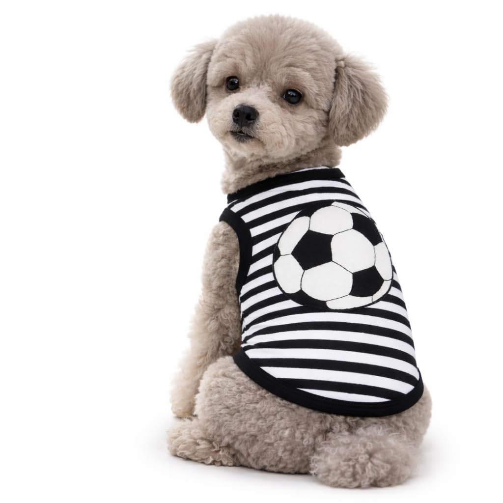 Camiseta de fútbol con rayas elásticas Petitebella para cachorro grande XXL