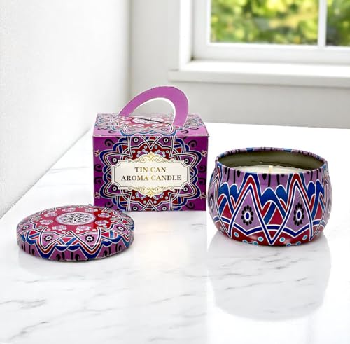 Image of Mandala Candle | Handcrafted Scented Wax Jar with Intricate Mandala Design | Spiritual Home Decor & Gift (Boho Bliss Mandala)