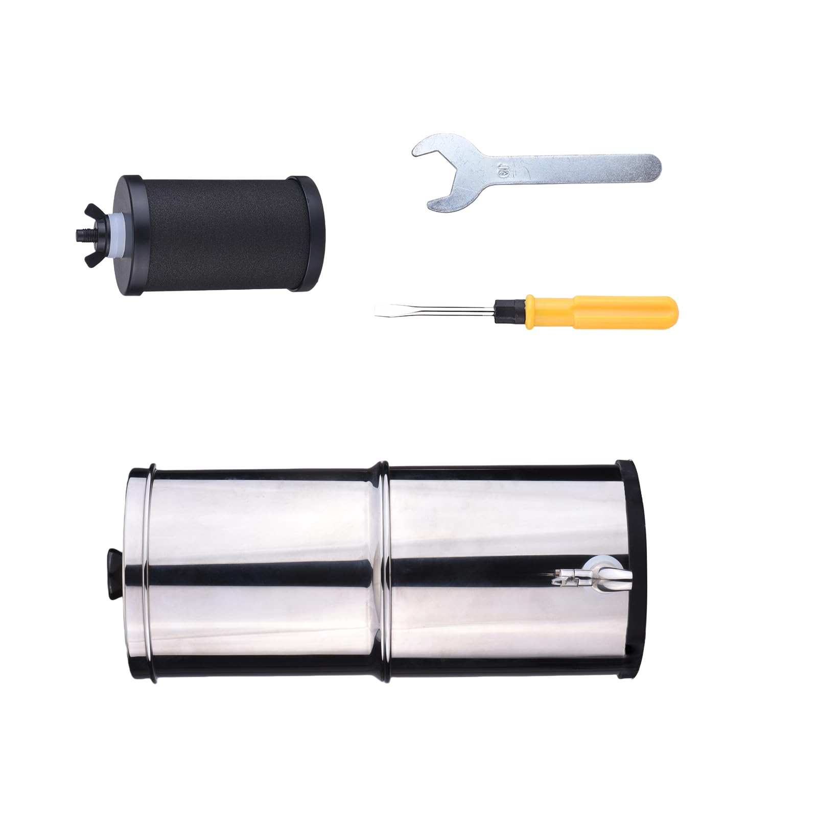 Filtro de Agua para Encimera, 1 Galón, 3 Etapas, 0,01 Micras, Ultrafiltración que Reduce el 99,9% del Cloro, Purificador de Agua, Filtro de de Acero Inoxidable con Espiga de Metal y Soporte