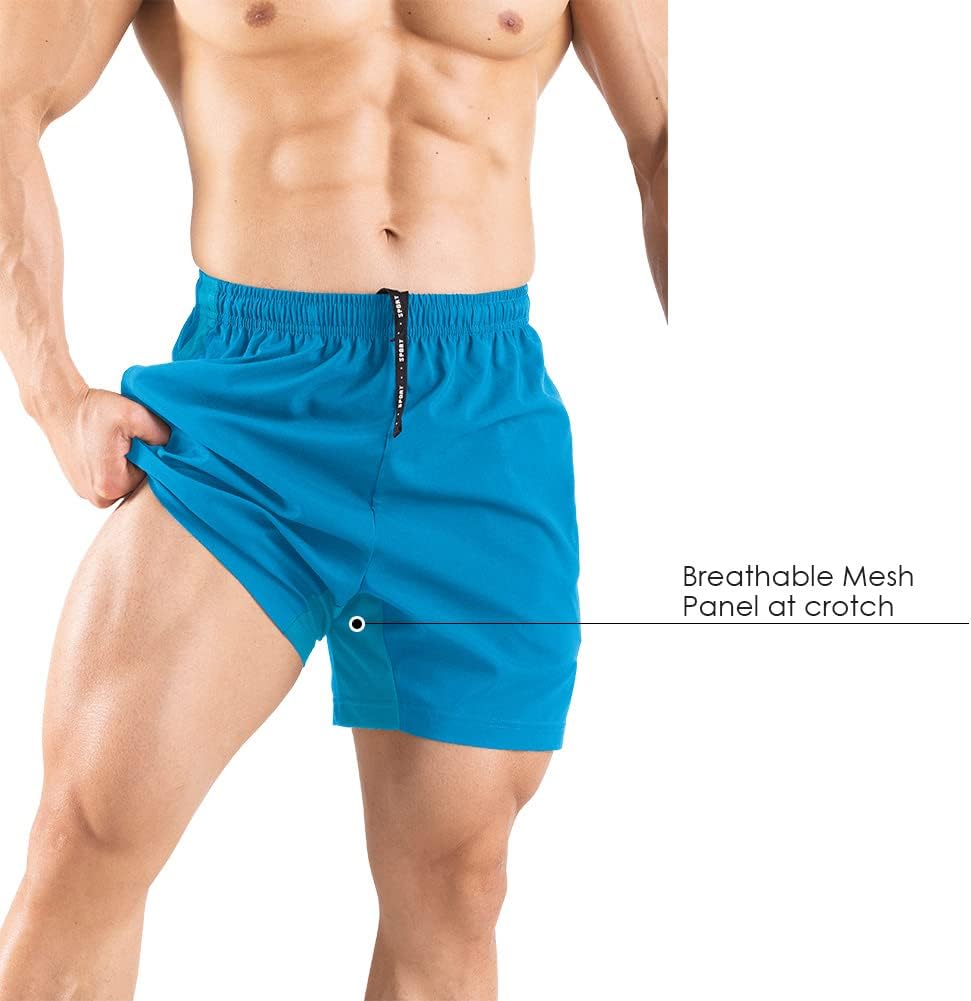 Men's 5" Running Shorts 2 Pack Quick Dry Athletic Workout Gym Shorts with Zipper Pockets - Image 4