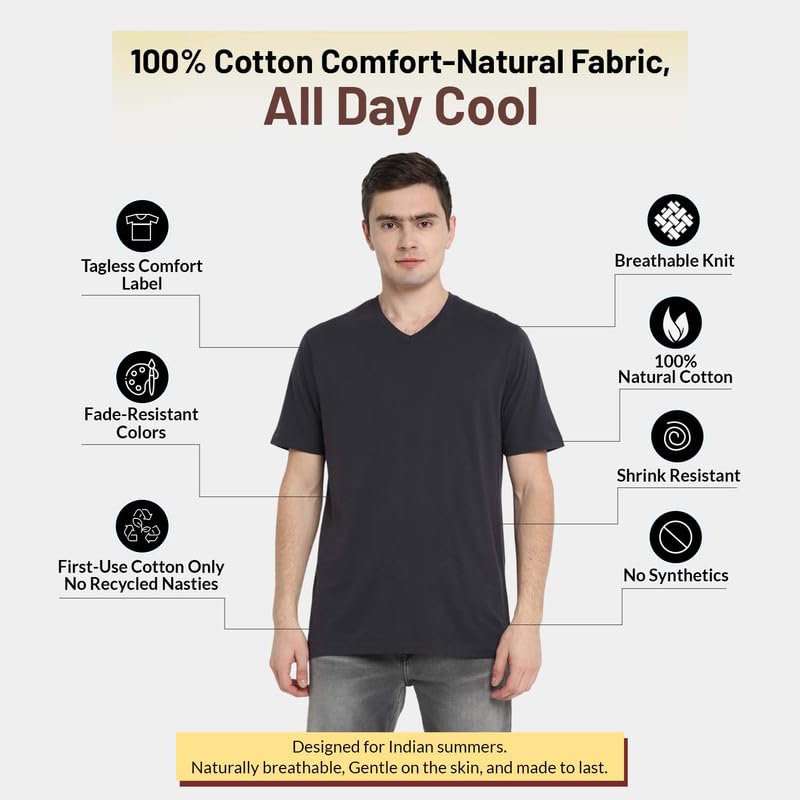 Image of Aventura Outfitters Men's V Neck 100% Cotton Regular Fit T-Shirt (Pack of 4)