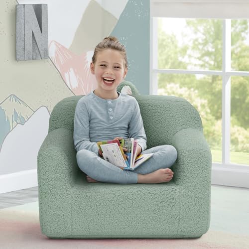 Image of Delta Children Sherpa Cozee Chair - Foam Kids Chair for Ages 18 Months and Up, Sage