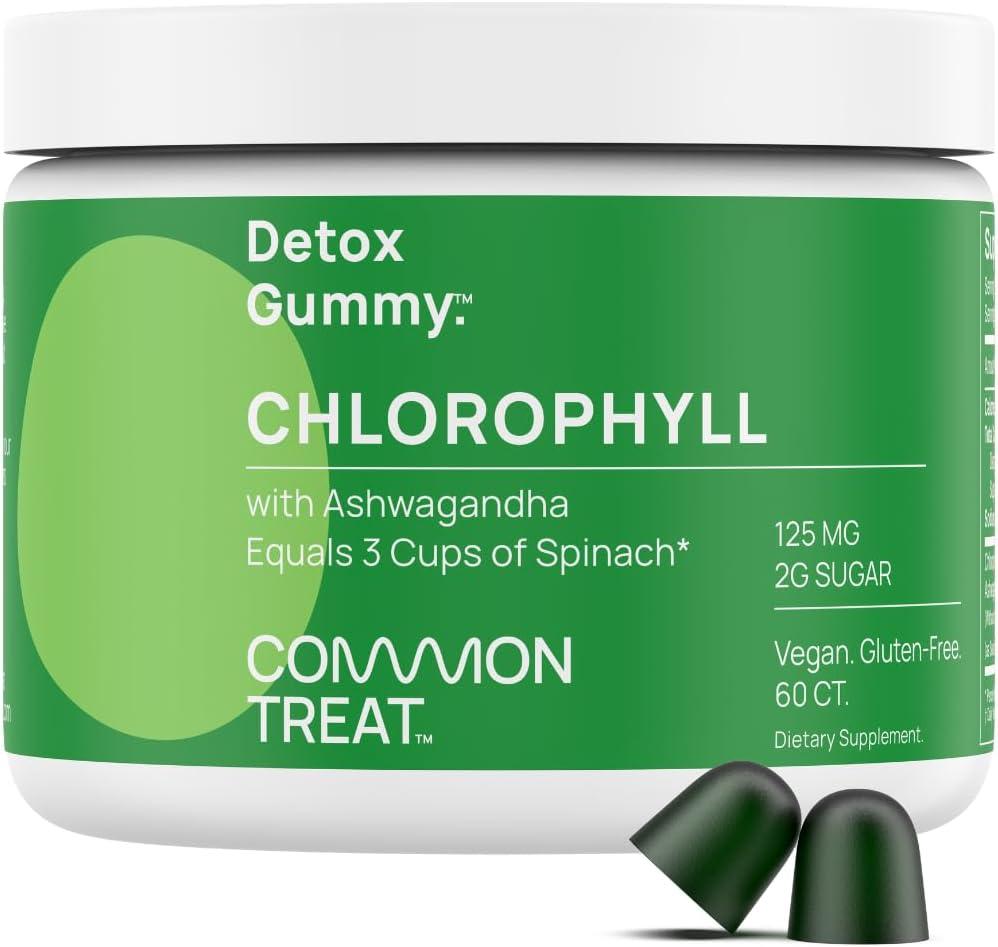 BOD Chlorophyll Gummies for Energy, Immune Support, Skin Health, Internal Deodorant, Fresh Breath, with Ashwagandha, Vegan, Gluten Free, Sugar Free, 75mg per Serving, Apple, 60 Servings