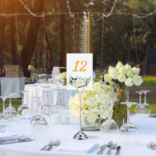 Image of 12 Pcs Table Number Holders Silver 8 Inch Metal Place Card Holders Table Number Stands Tabletop Sign Stands for Photos, Menu, Memo, Notes, Wedding, Restaurant, Banquet, Birthday