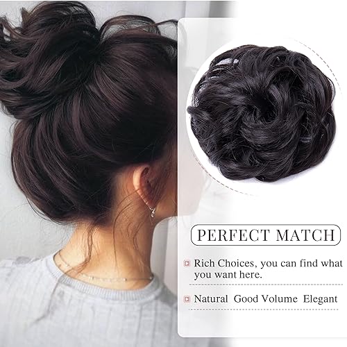 Foto von Hair Extensions Haarverlängerung Haarteil Haargummi Hochsteckfrisuren unordentlicher Dutt Gewellt Ombre Dunkelbraun