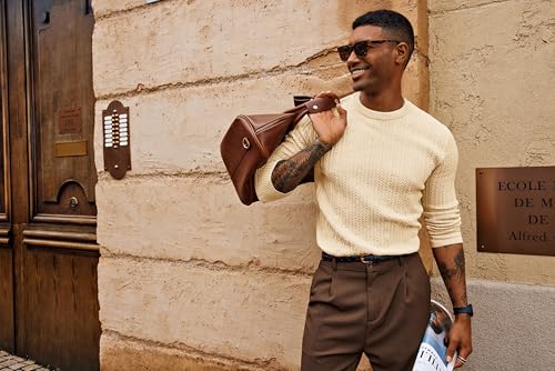 PJ PAUL JONES Mens Crew Neck Sweater Lightweight Cable Knitted Pullover Sweaters4