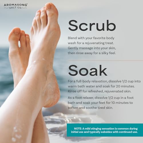 Aromasong Magnesium Flakes for Bath from The Dead Sea- 3 LB Resealable Pack Magnesium Chloride Flakes -Organic Bath Salt Muscle Relaxing Mineral Soak (Packaging May Vary)