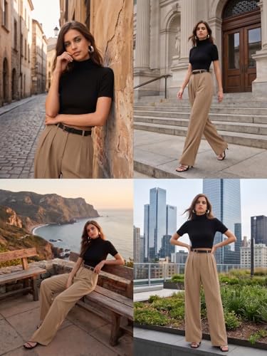 Image of GRECIILOOKS Trousers for Woman | Womens High Rise High Waist Flared Korean Style | Formal Pant for Women Office Wear| Track Pants for Womans Elegant for College & Events (Available in Plus Size)