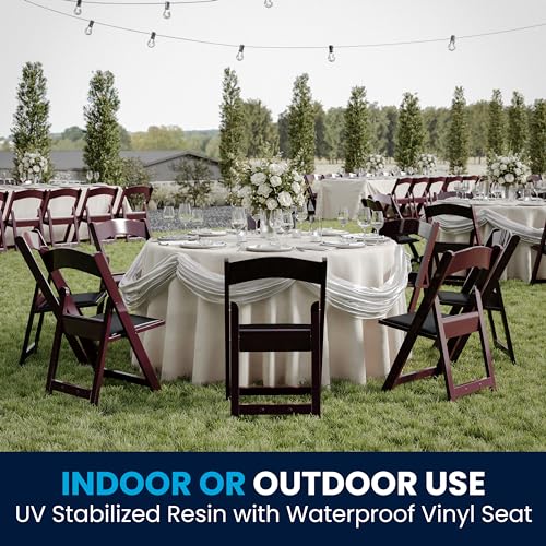 Image of Flash Furniture Hercules Series Folding Chairs for Weddings and Formal Events, Stackable Commercial Event Seats with 1,000-lb. Static Weight Capacity, Set of 4, Red Mahogany